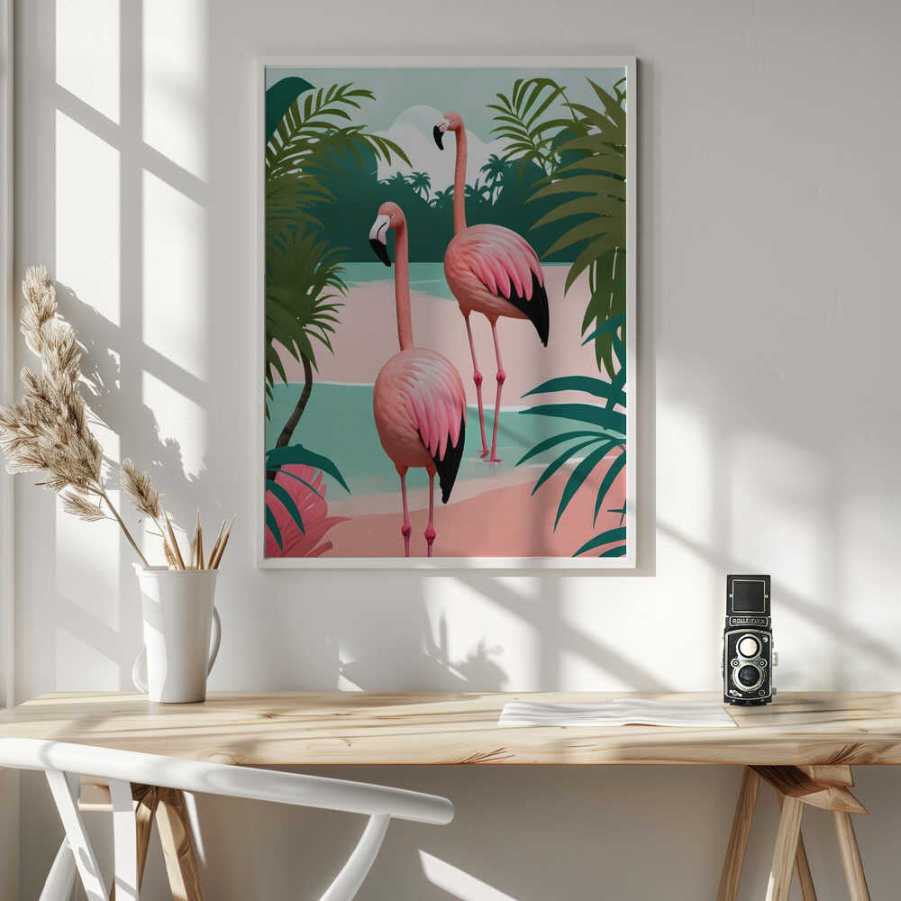 Tropical Flamingo Paradise Poster