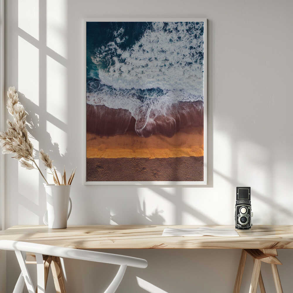 Beachscape With Waves Crashing Poster