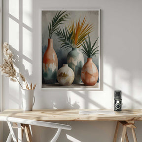 Tropical Vases In Watercolor Hues Poster