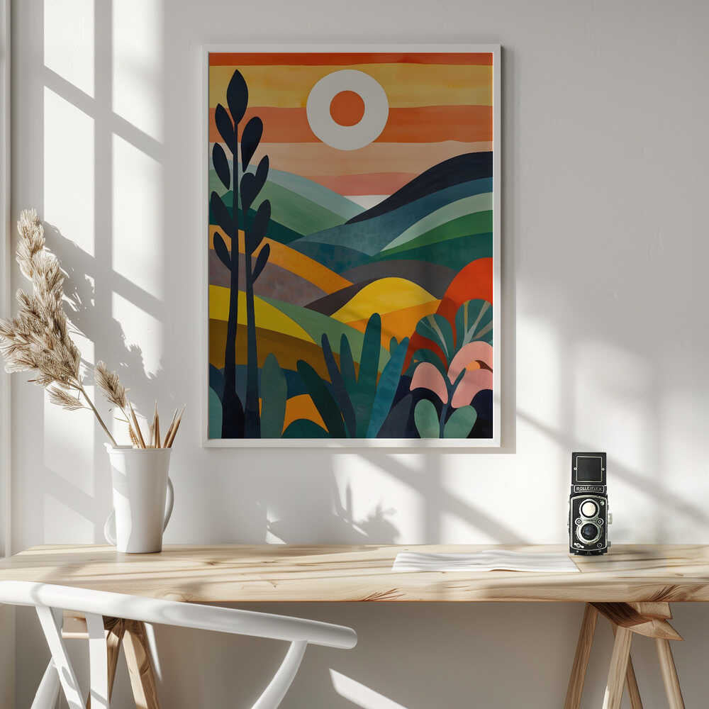 Sunrise Over Rolling Hills Poster