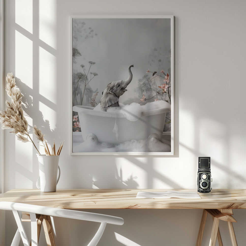 Elephant Bath Bliss Poster