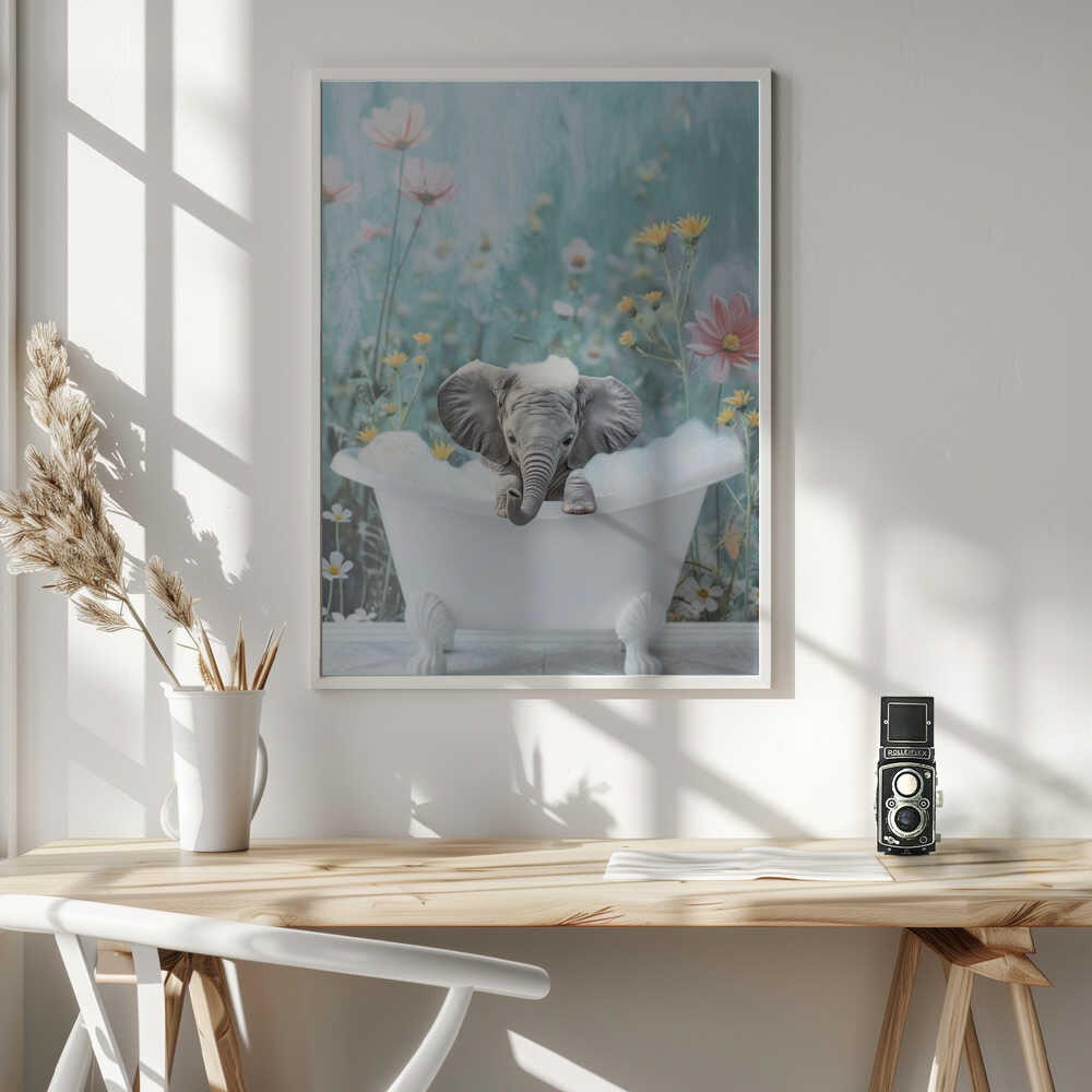 Blue Blossom Bath Poster