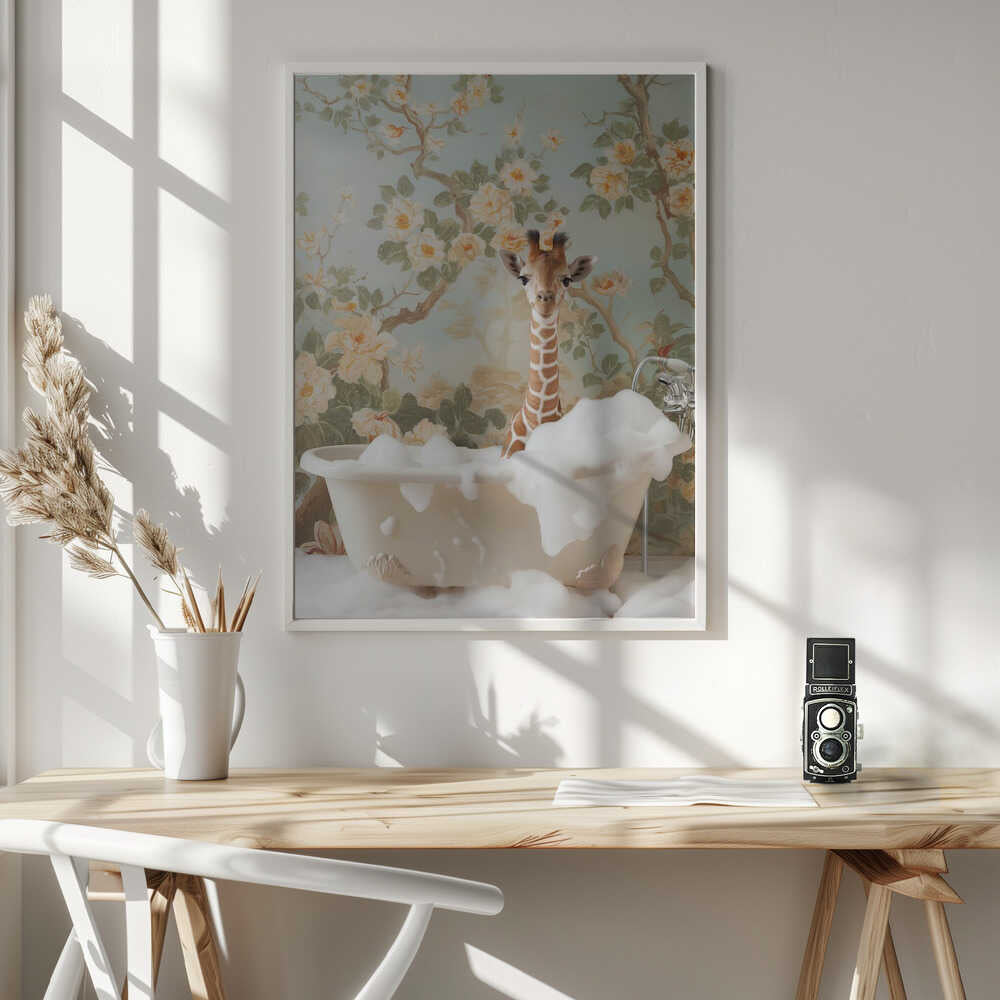 Giraffe Blossom Bath Poster