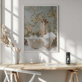 Giraffe Blossom Bath Poster