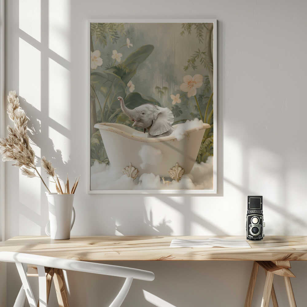 Elephant Bath Joy Poster