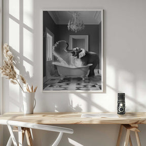 Joyful Elephant Bath Time Poster