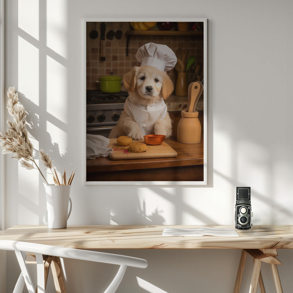 Golden Retriever Puppy Chef Poster