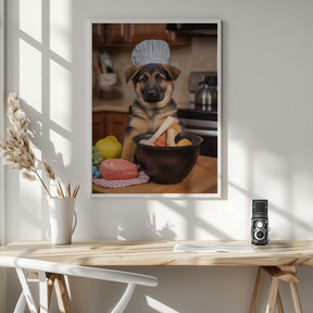 German Shepherd Puppy Chef Poster