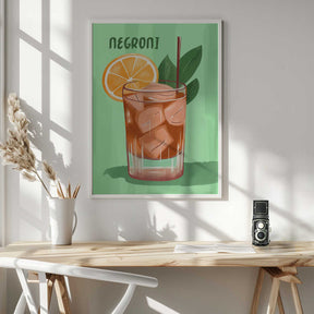Negroni Cocktail With A V ibrant Orange Slice Poster