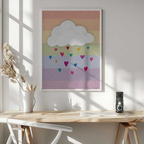 Raining Multicolored Hearts Poster