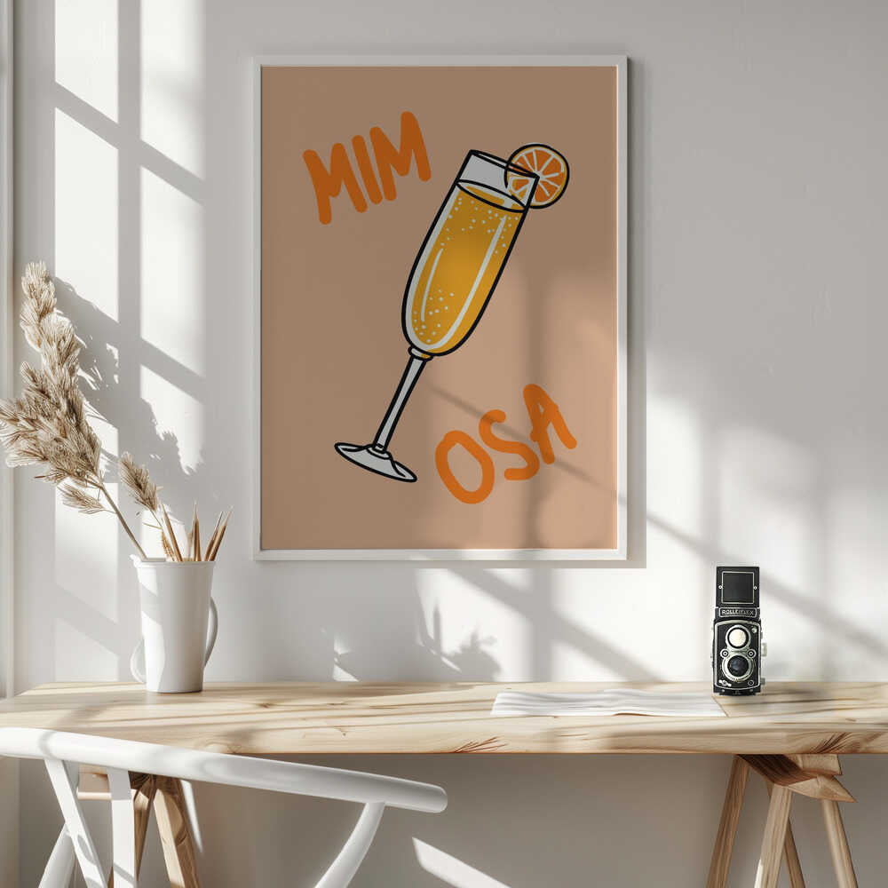 Illustration Of A Mimosa Cocktail Poster