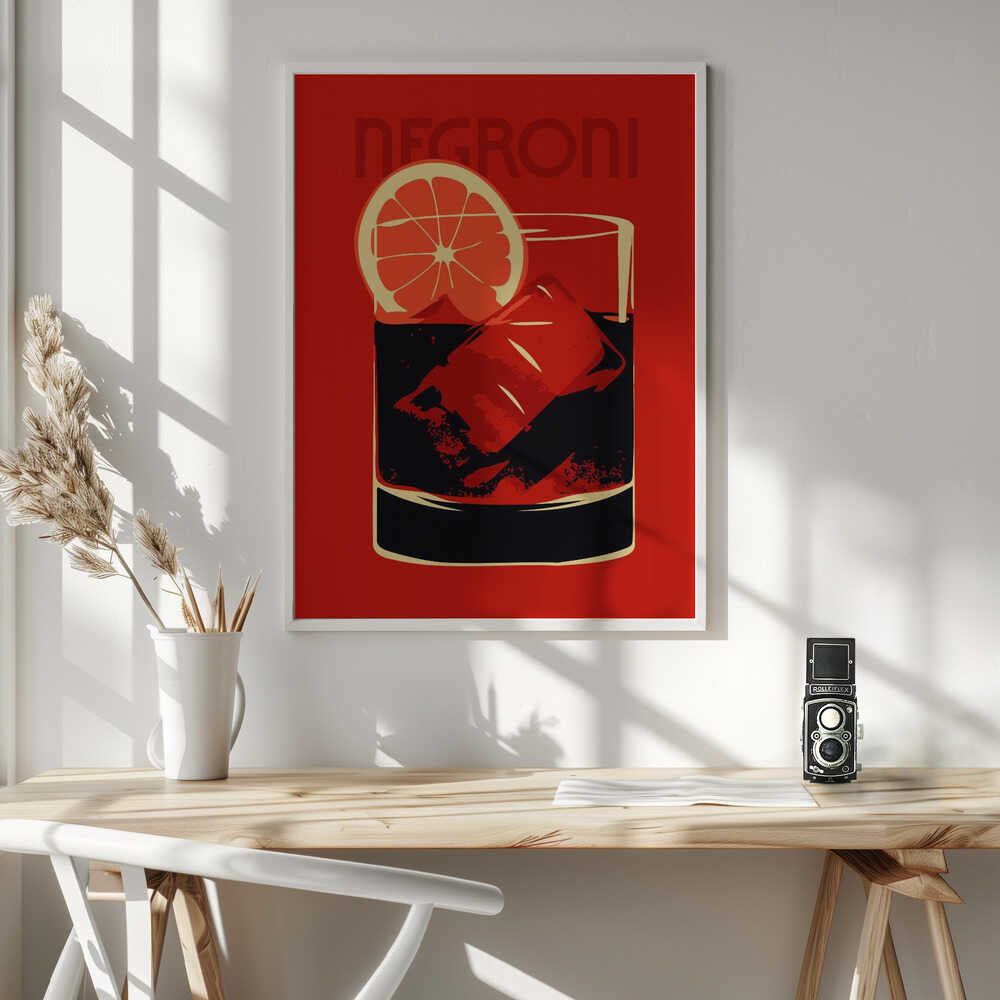 Stylized Negroni Cocktail Poster
