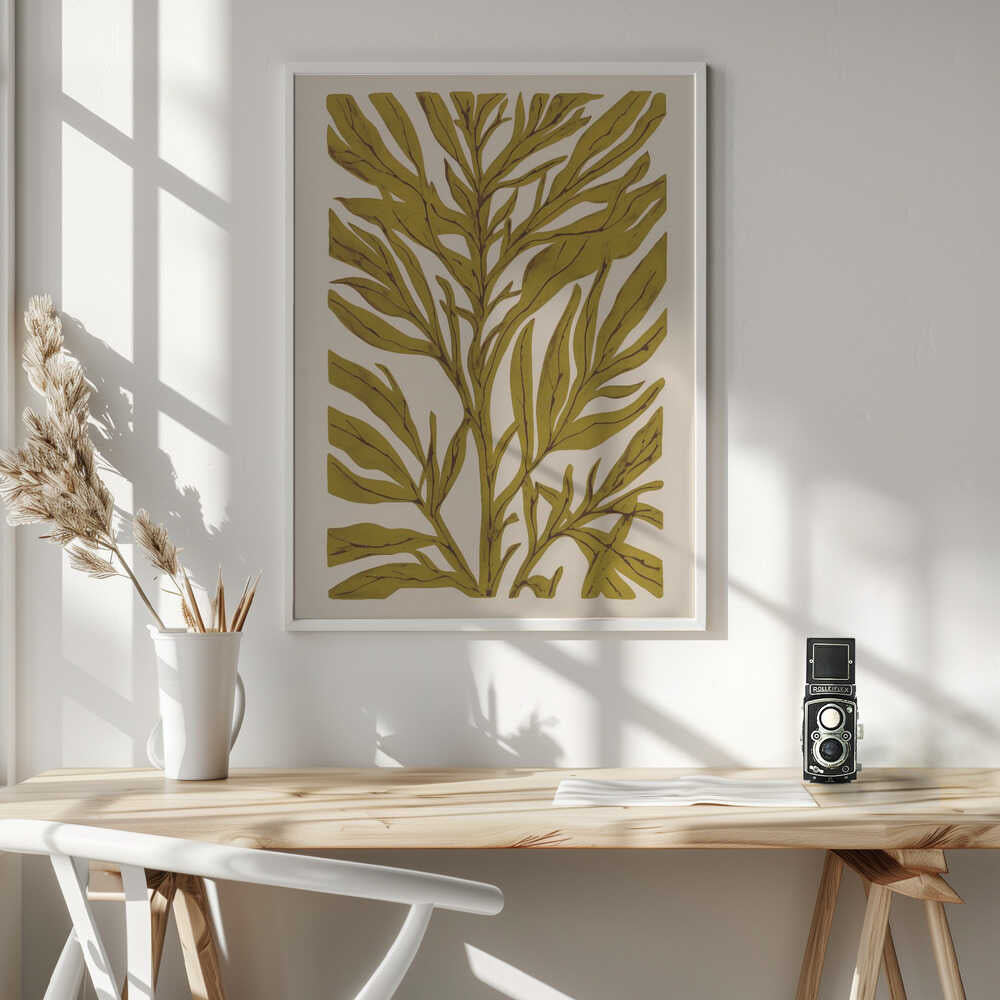 Golden Leaf Silhouette with Tree Branch Poster
