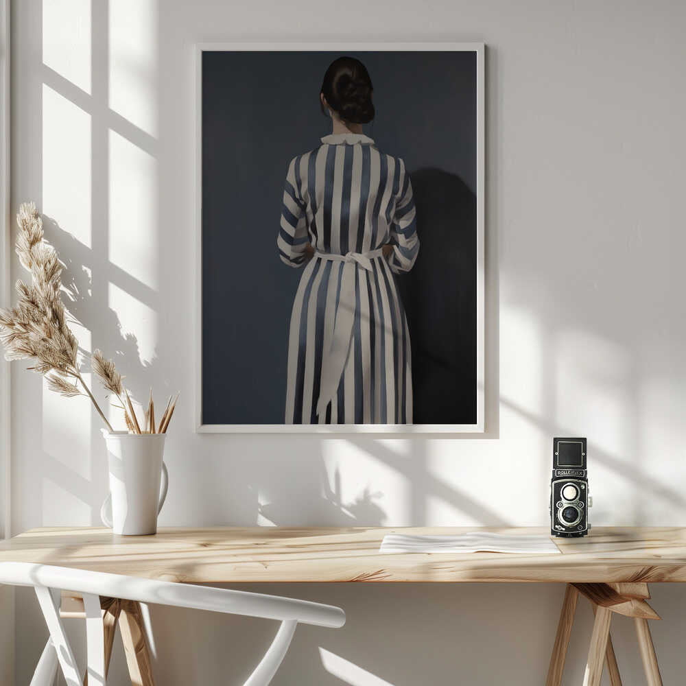The Girl In Blue and White Striped Dress Poster