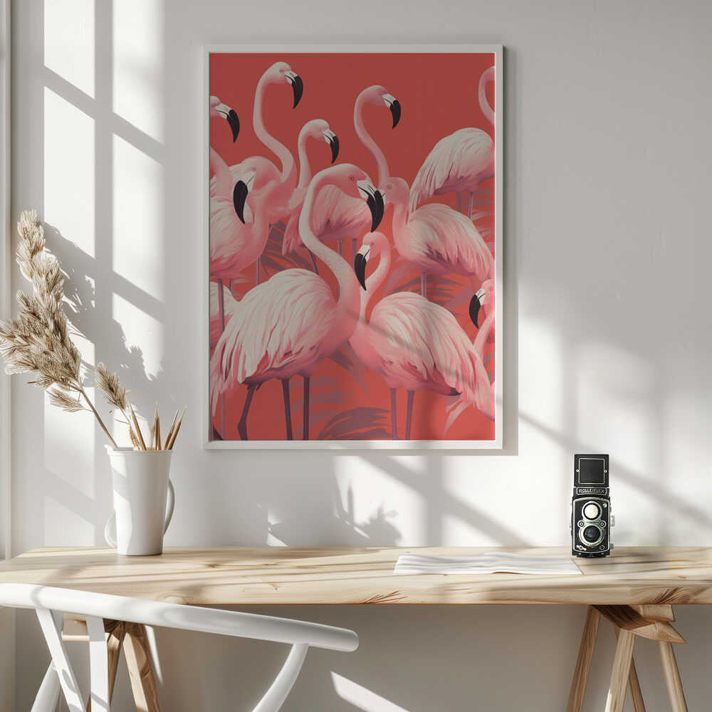 Vibrant Pink Flamingos Poster