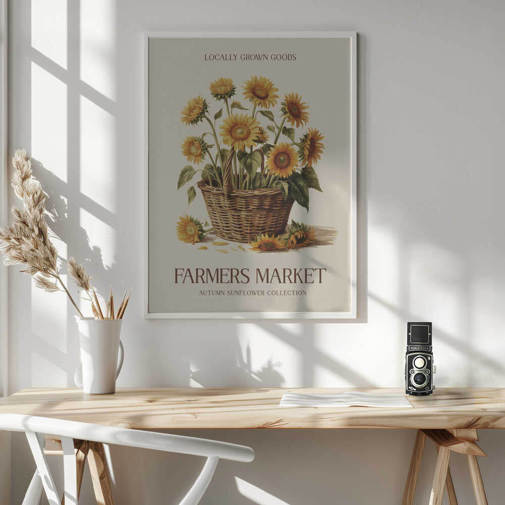 Farmers Market Sunflower Poster