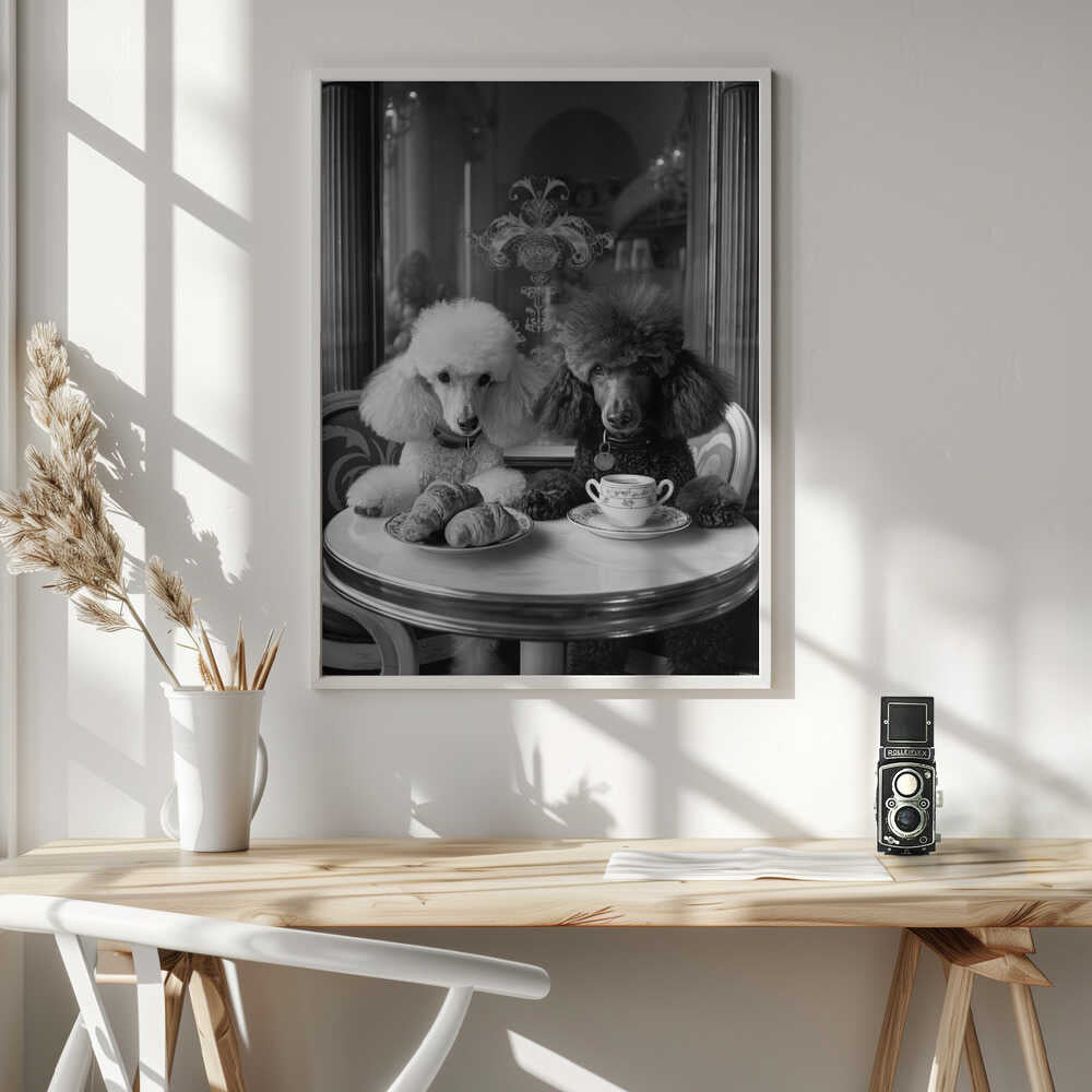Parisian Poodle Breakfast Poster