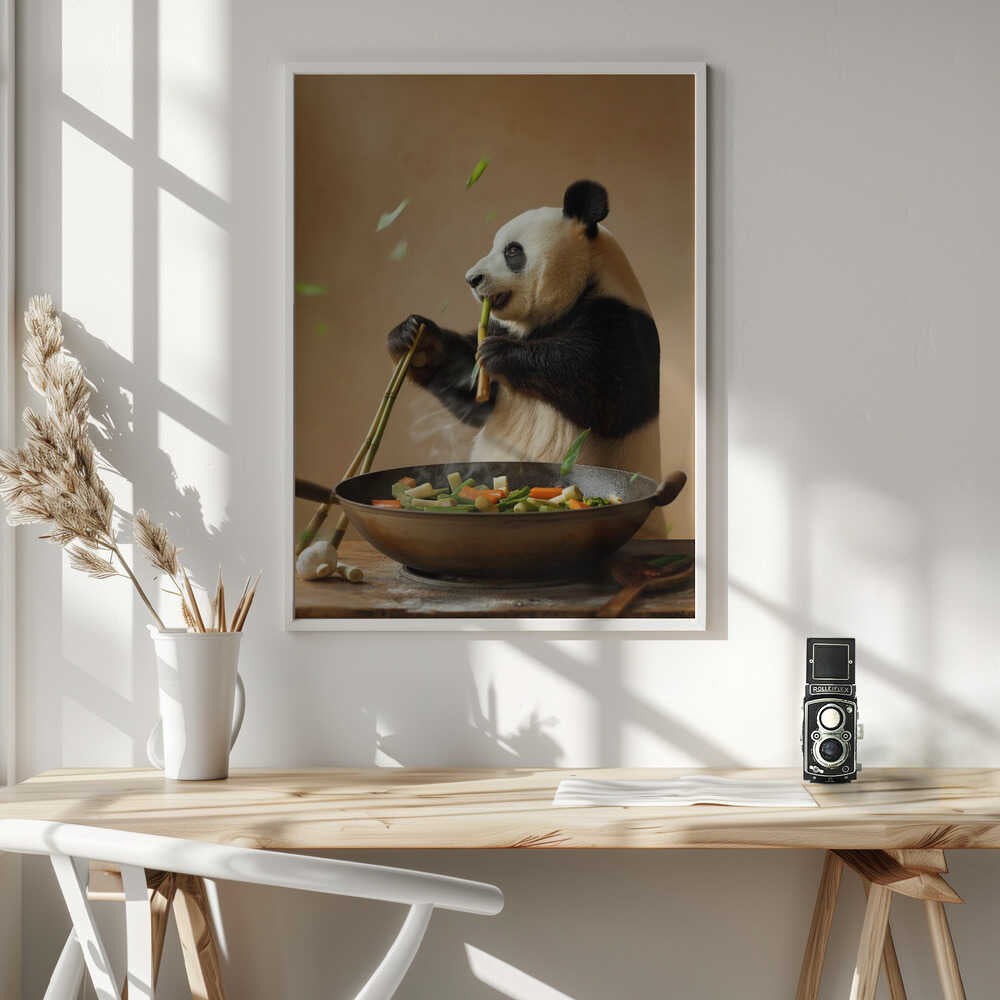 Panda Stir Fry Chef Poster