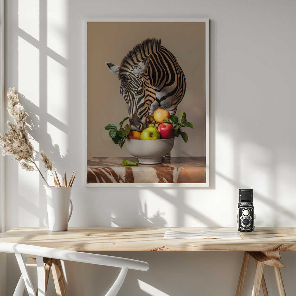Zebra Fruit Feast Poster