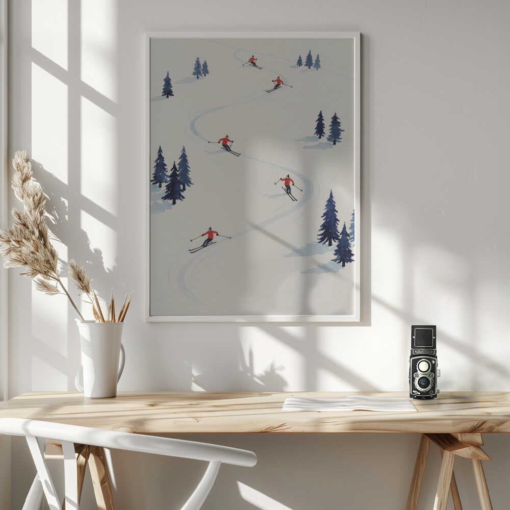 Five Skiers Poster