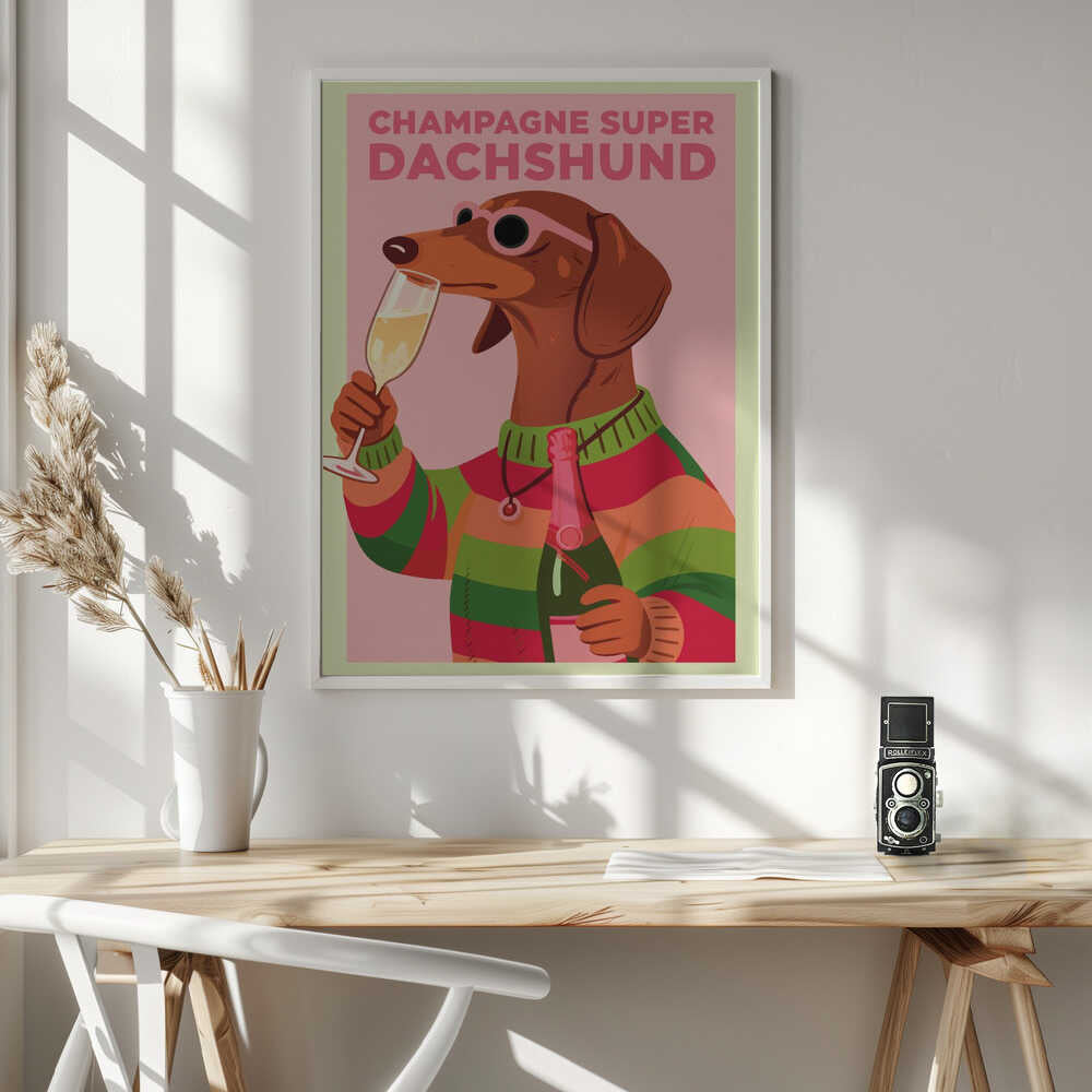 A3 Champagne Super Dachshund 01.png Poster