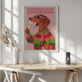 A3 Champagne Super Dachshund 01.png Poster
