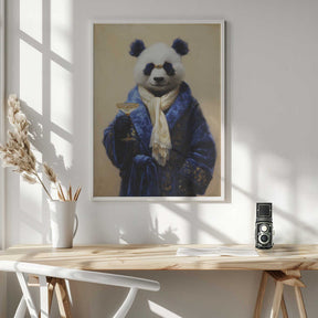 Panda In Blue Velvet Robe Poster