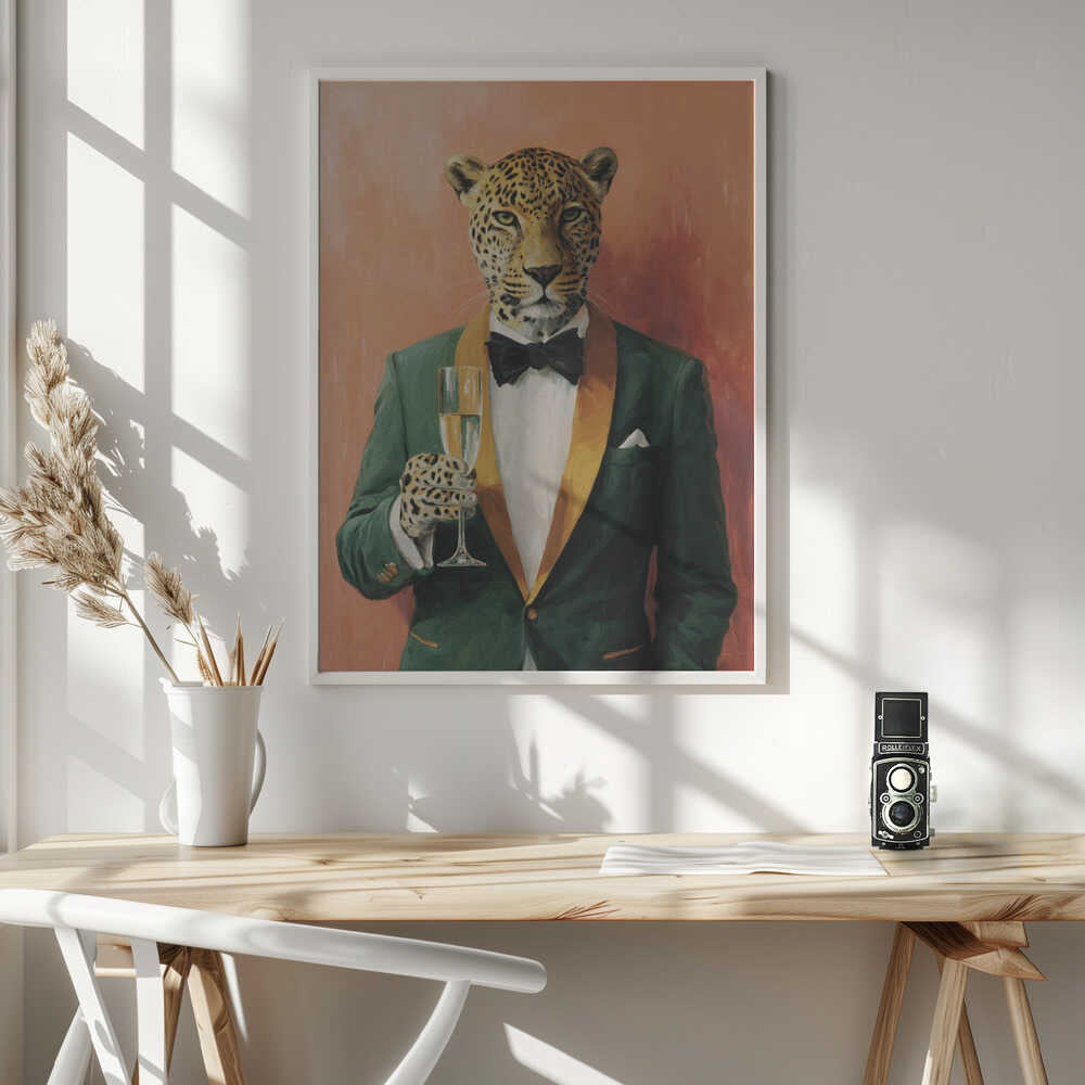 Leopard In Green Tuxedo Poster