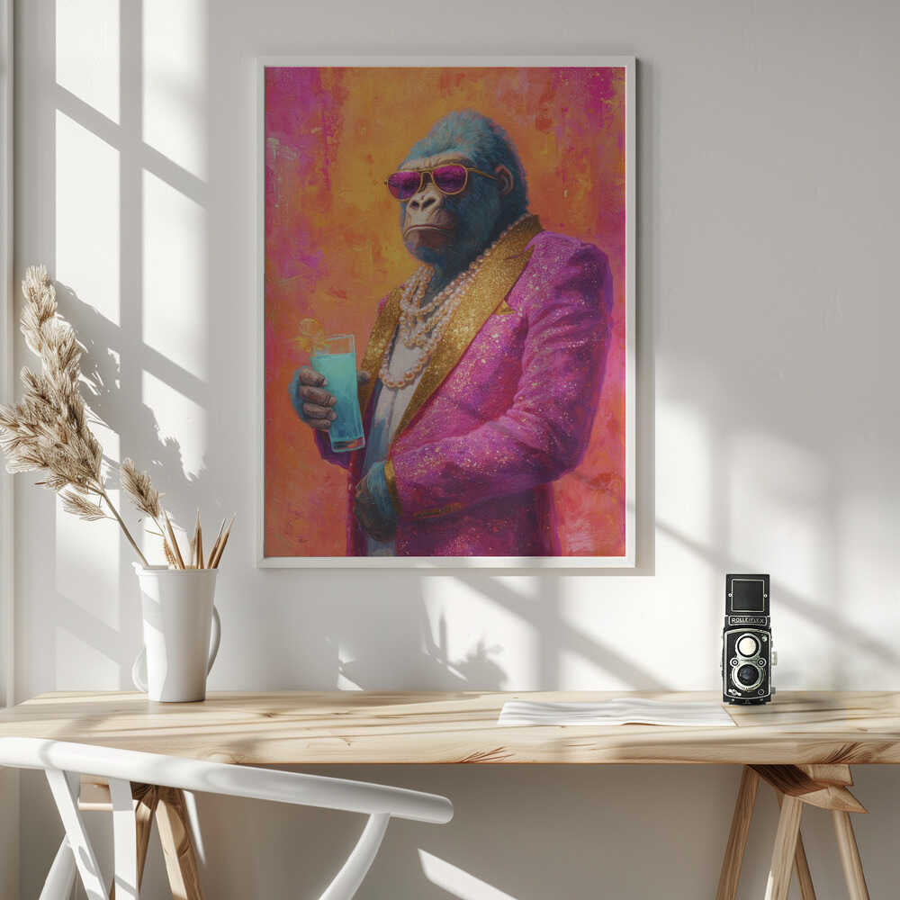Gorilla In Pink Tuxedo Poster