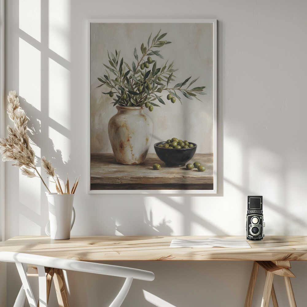 A Ceramic Bowl With Olives Poster