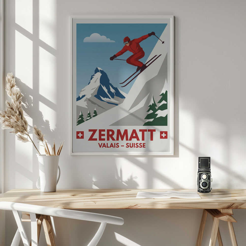 Zermatt Skiing Poster