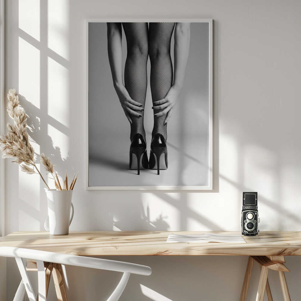 High Heels and Fishnet Stockings Poster