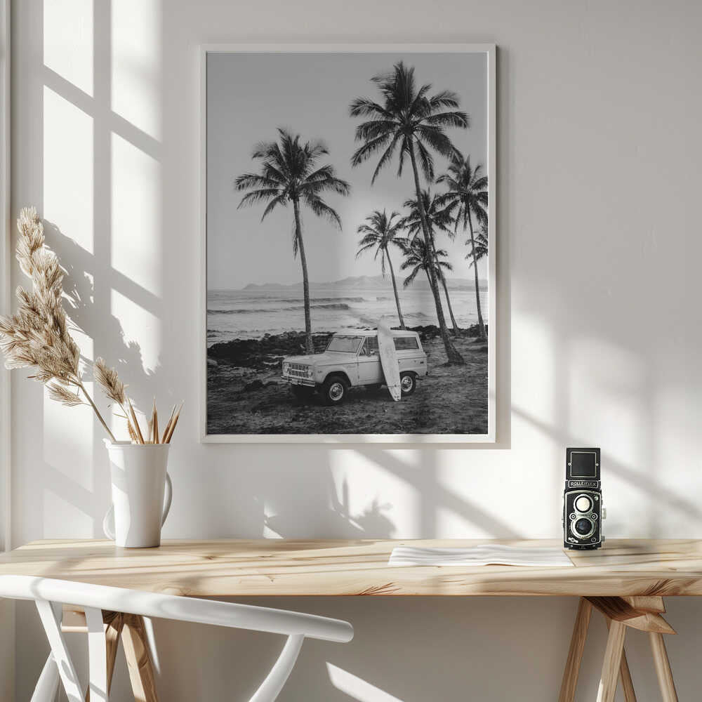 At the Beachbw Poster