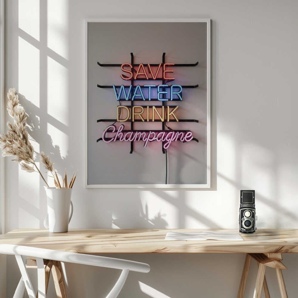 Save Water Neon Sign Poster