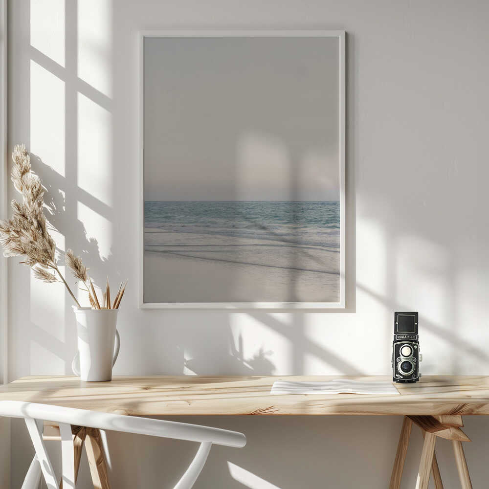 Warm Serene Beach Landscape Clear Sky Poster