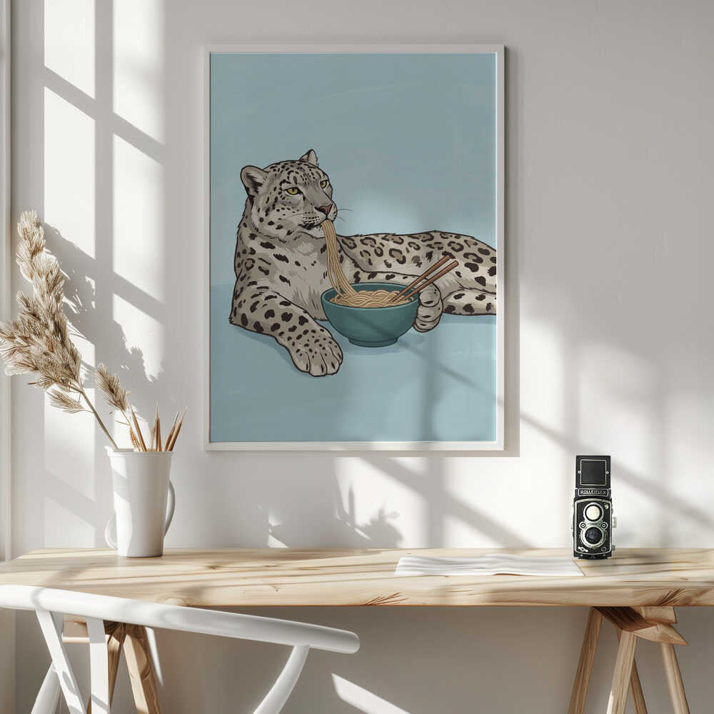 Noodle Snow Leopard Poster