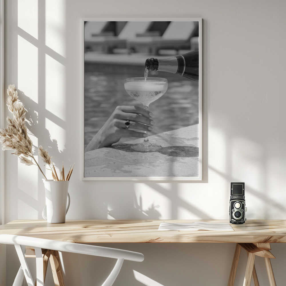 Champagne Poolside Pour Poster