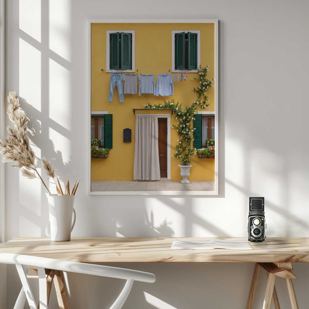 Yellow House Laundry Day Poster