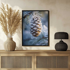 Frosty Pinecone Burst Poster
