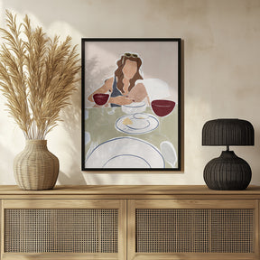 Woman Dining In a Restaurant Print By Ivy Green Illustrations Poster