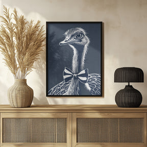 Ostrich with bow tie Poster