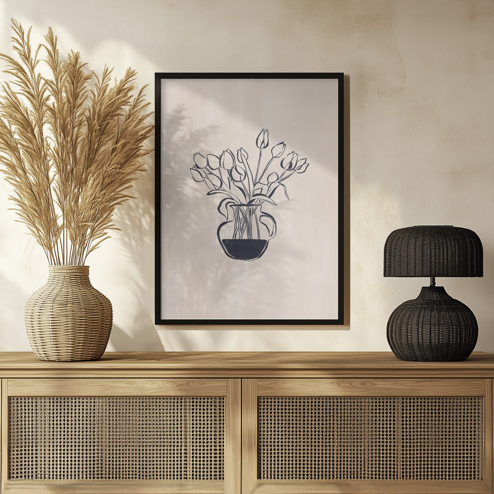 Tulips Flower Vase Line Art Print By Ivy Green Illustrations 4 5 Ratio Poster