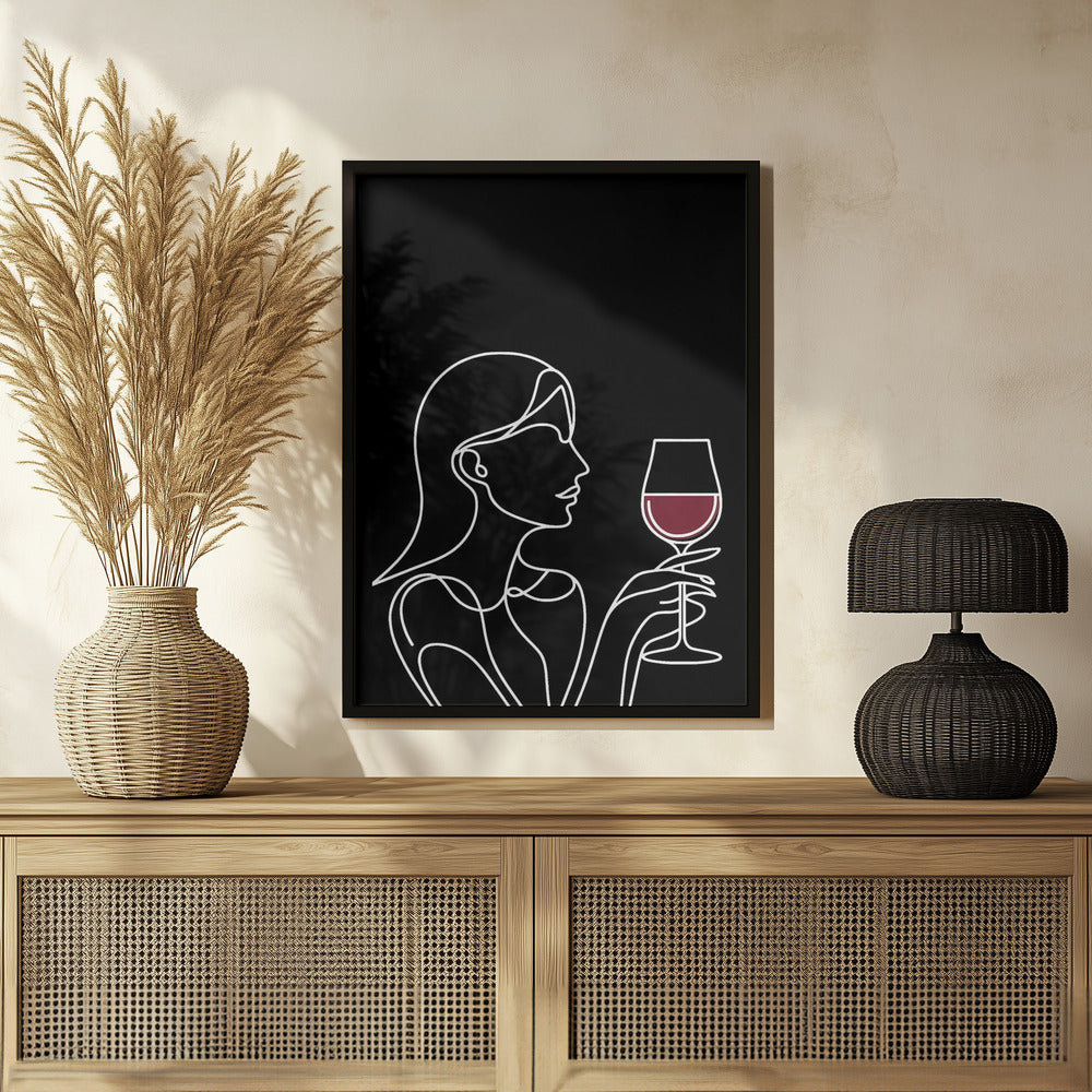 Woman and Wine On Black 2 Poster