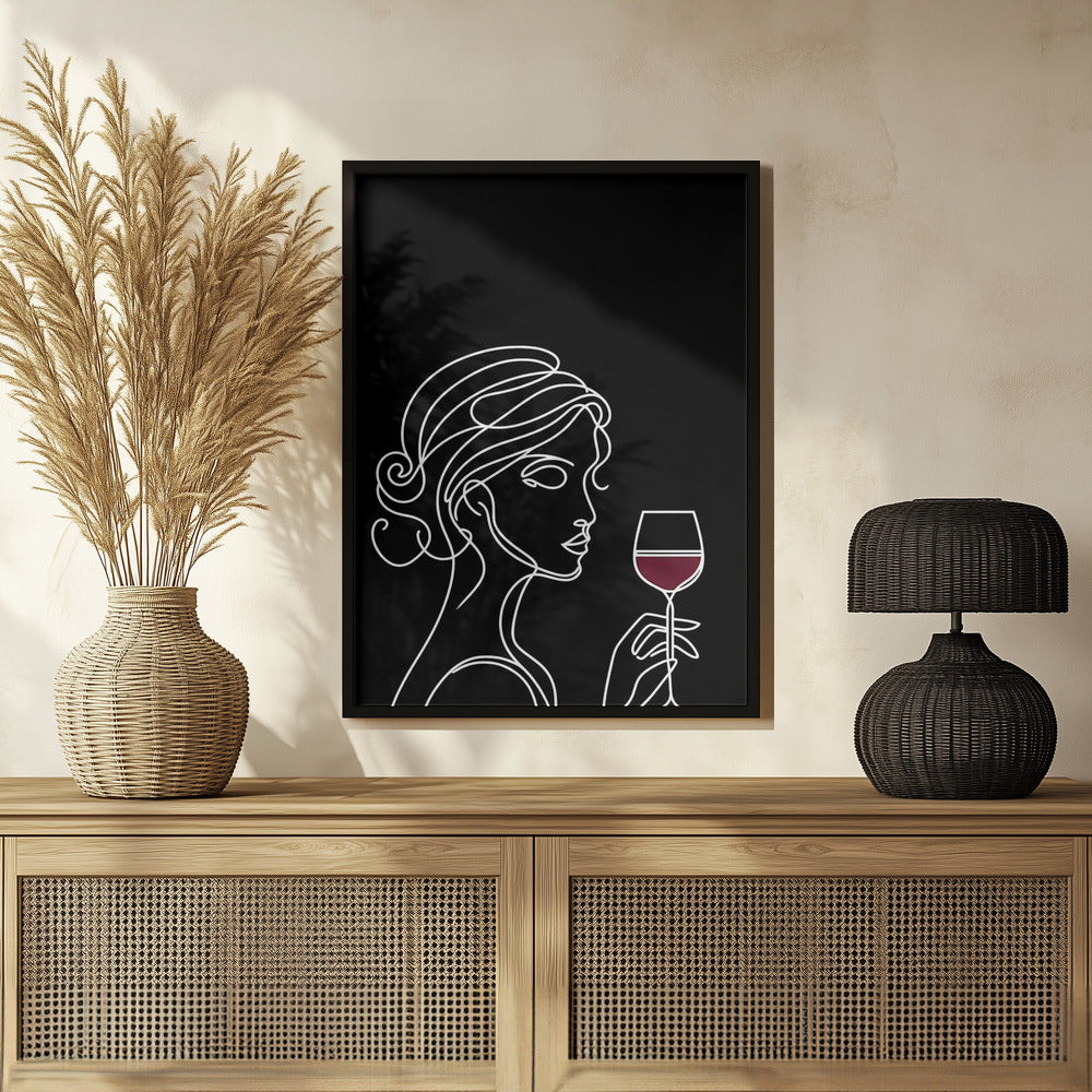 Woman and Wine On Black 3 Poster