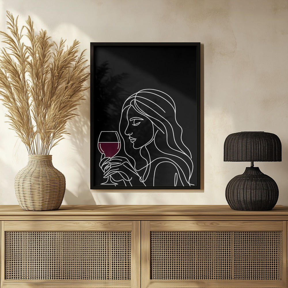 Woman and Wine On Black 4 Poster