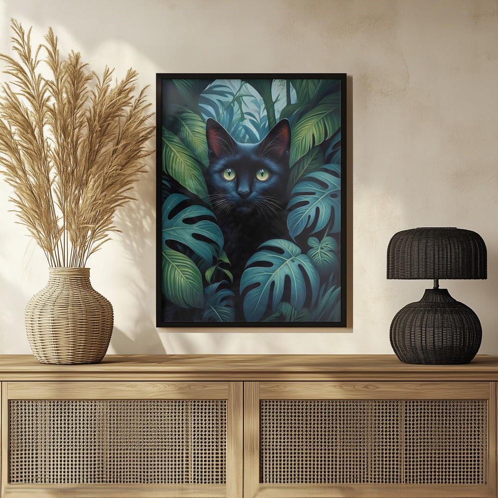 Cat In Bushes Poster