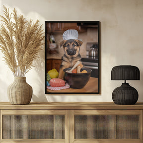 German Shepherd Puppy Chef Poster