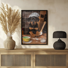 Rottweiler Puppy Chef Poster