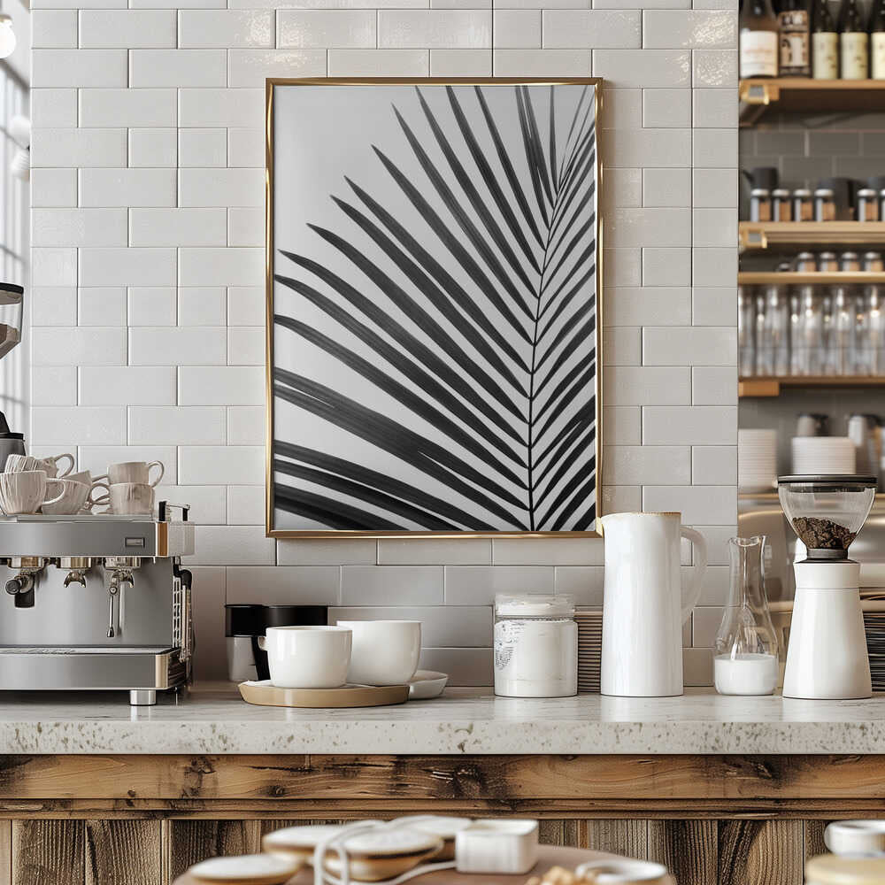 BW Palm Leaf Poster