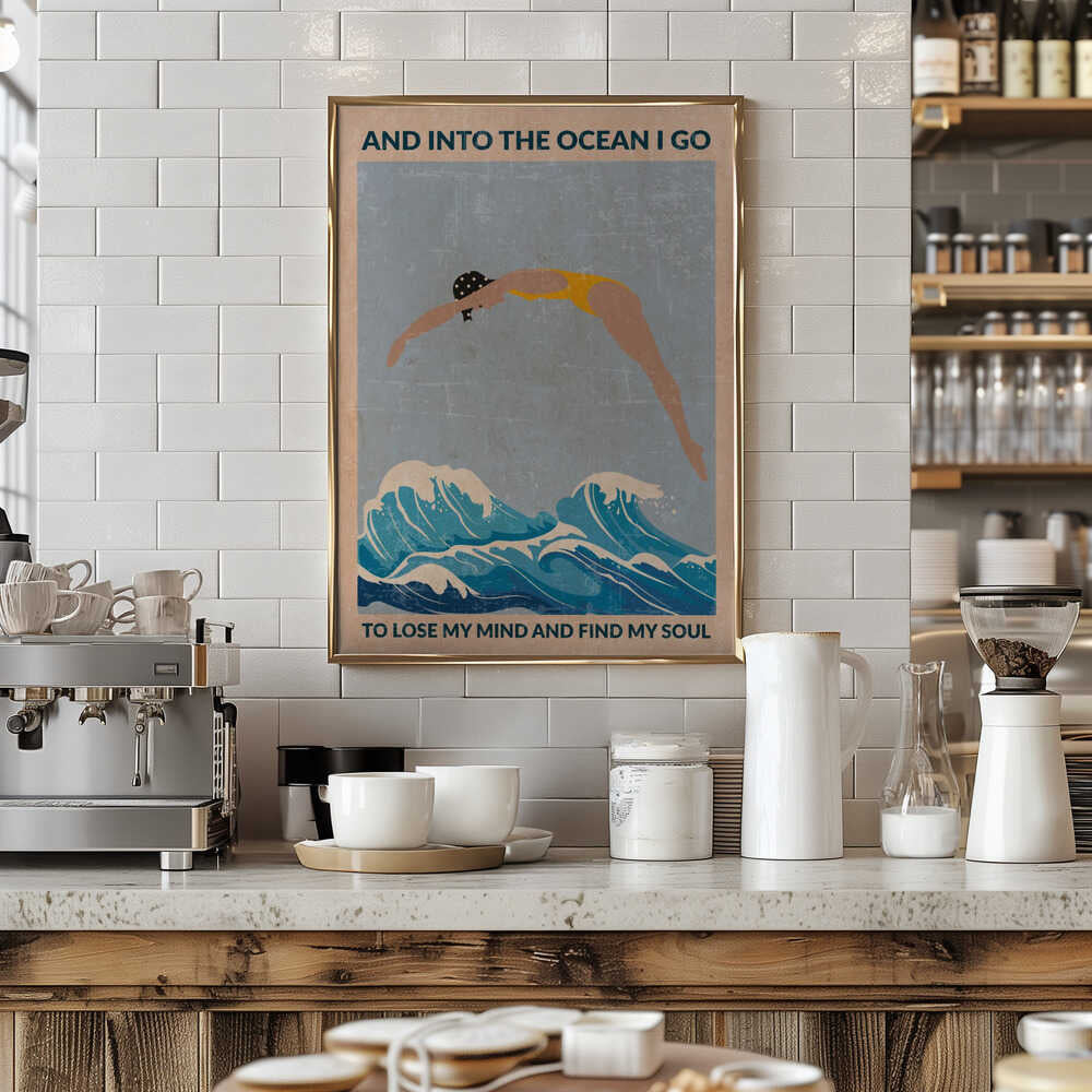 Into the Ocean (blue) Standard Wall Art Poster